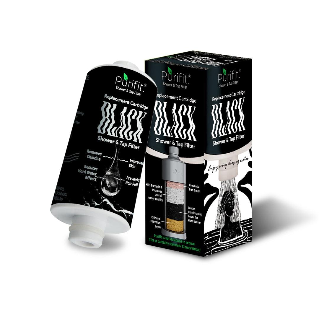 Black Shower Filter Replacement Cartridge 8 Month Life - Purifit