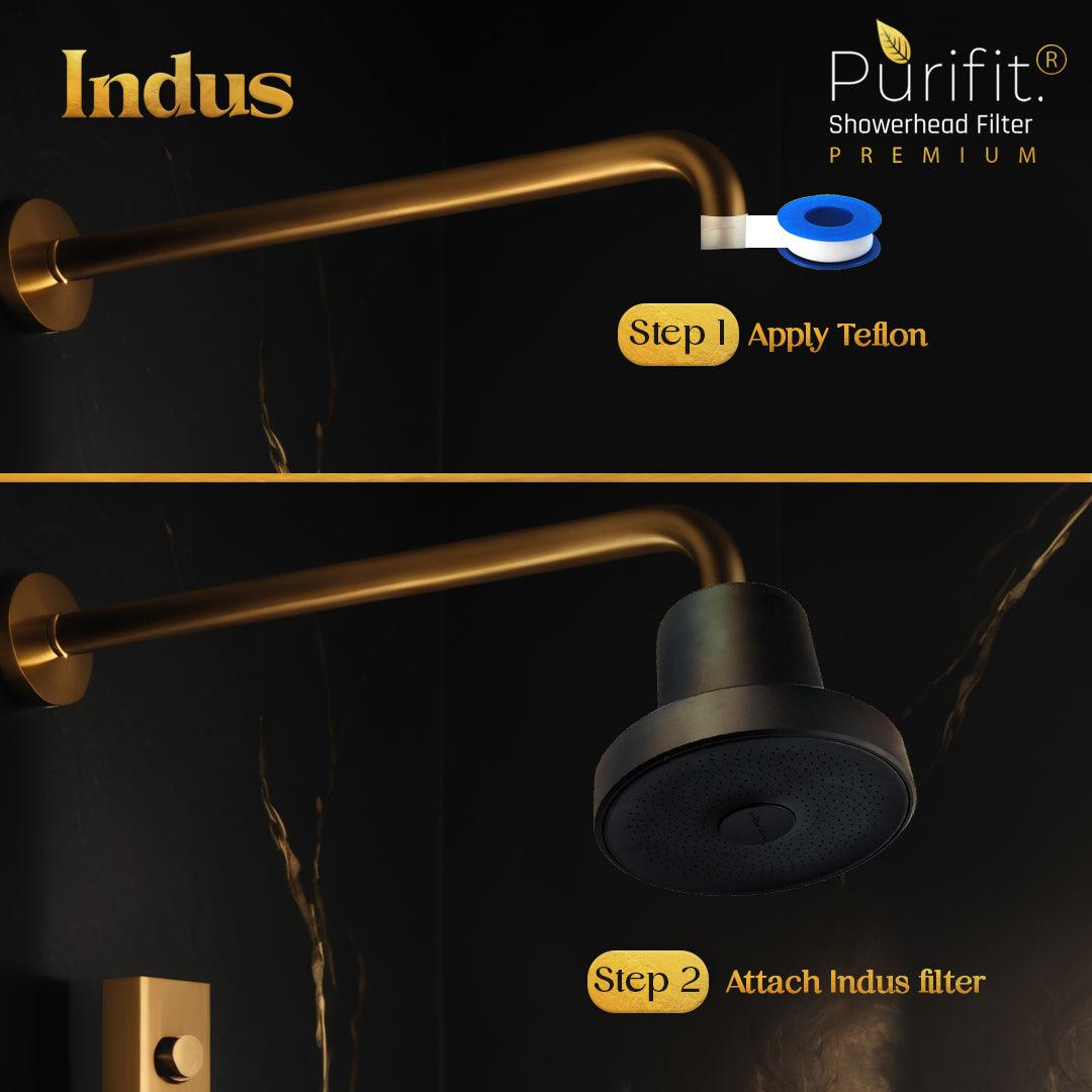 Indus Premium Shower Head Filter For Hard water and Chlorine - Purifit