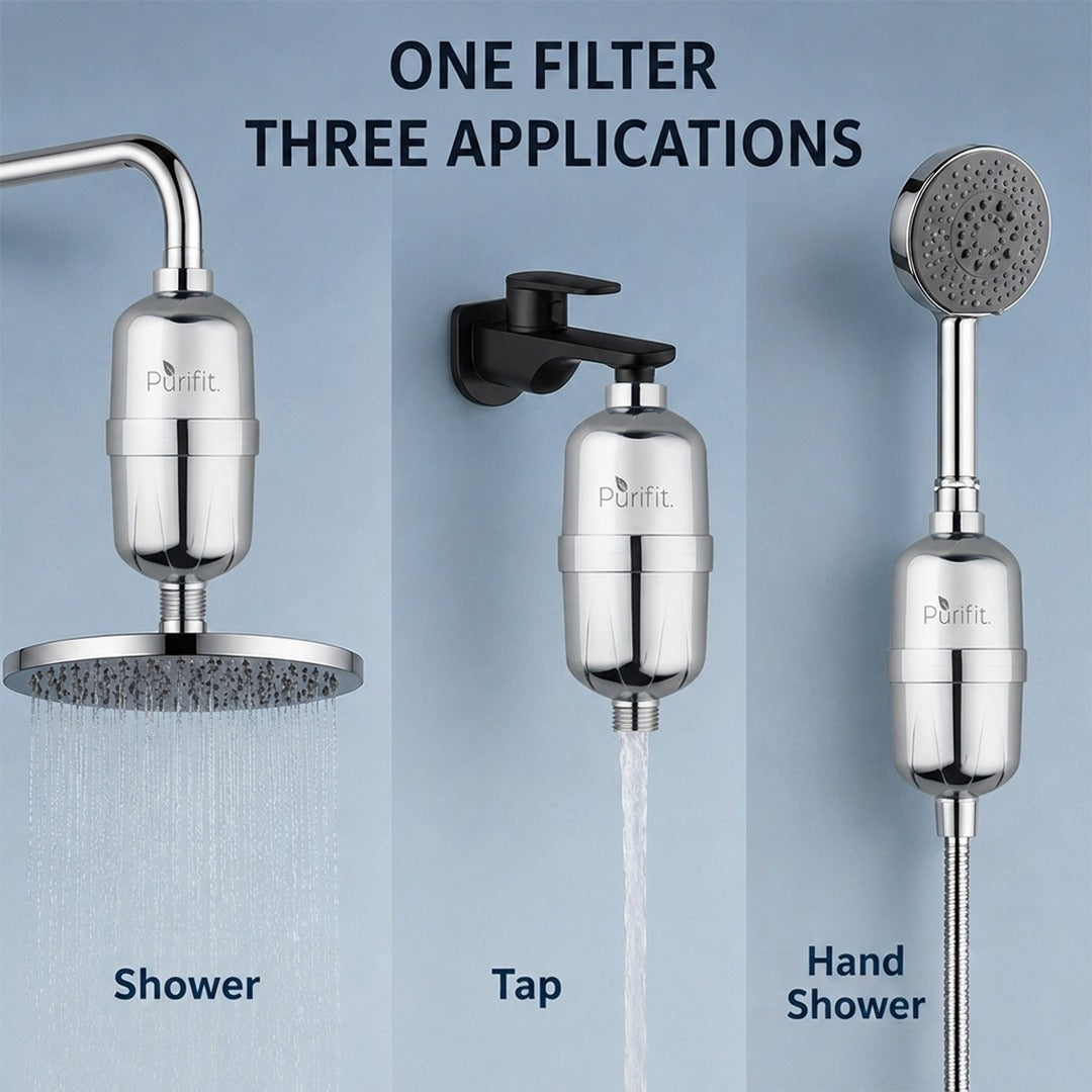 Anti-Chlorine Filter for Shower & Tap - Silver