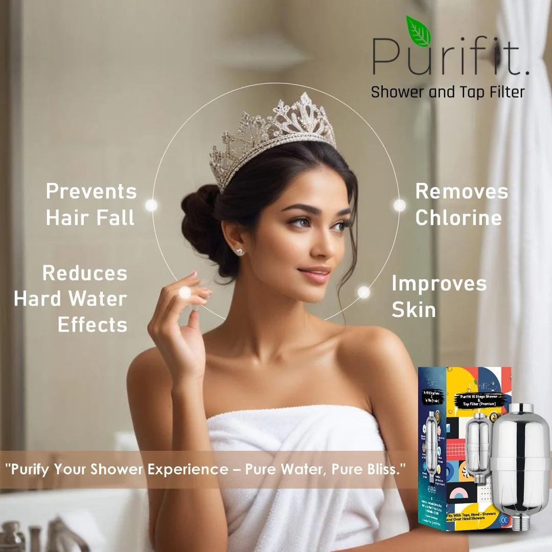 Silver Shower & Tap Filter for Hard Water | 6 Month Cartridge Life - Purifit