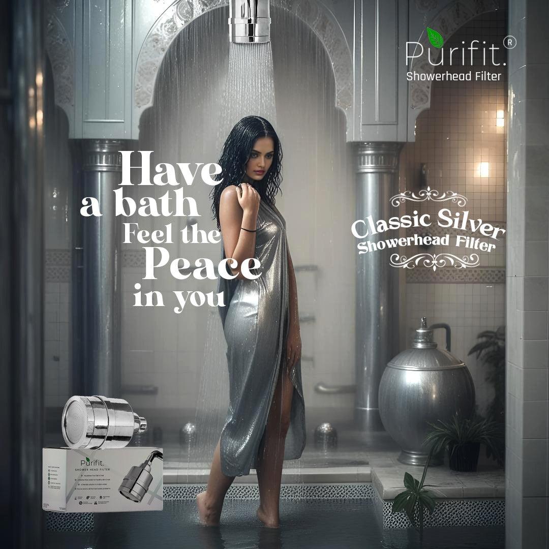 Classic Shower Head Filter for Hard Water & Chlorine Removal | 6 month Cartridge Life - Purifit
