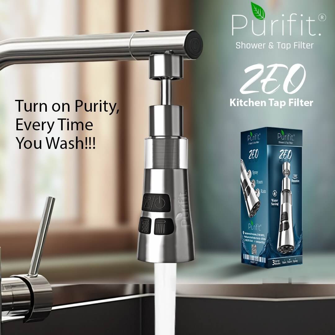 ZEO 3-Mode Kitchen Tap Extender With Filter | 720° Rotating Water Saving Nozzle | Fits 18–24mm Taps | Filters Impurities - Purifit