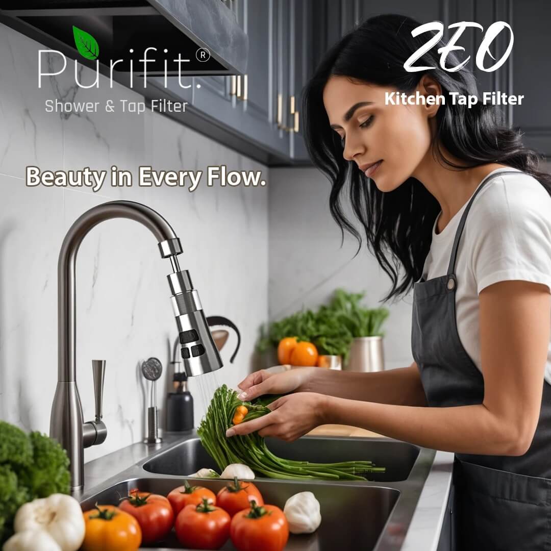 ZEO 3-Mode Kitchen Tap Extender With Filter | 720° Rotating Water Saving Nozzle | Fits 18–24mm Taps | Filters Impurities - Purifit