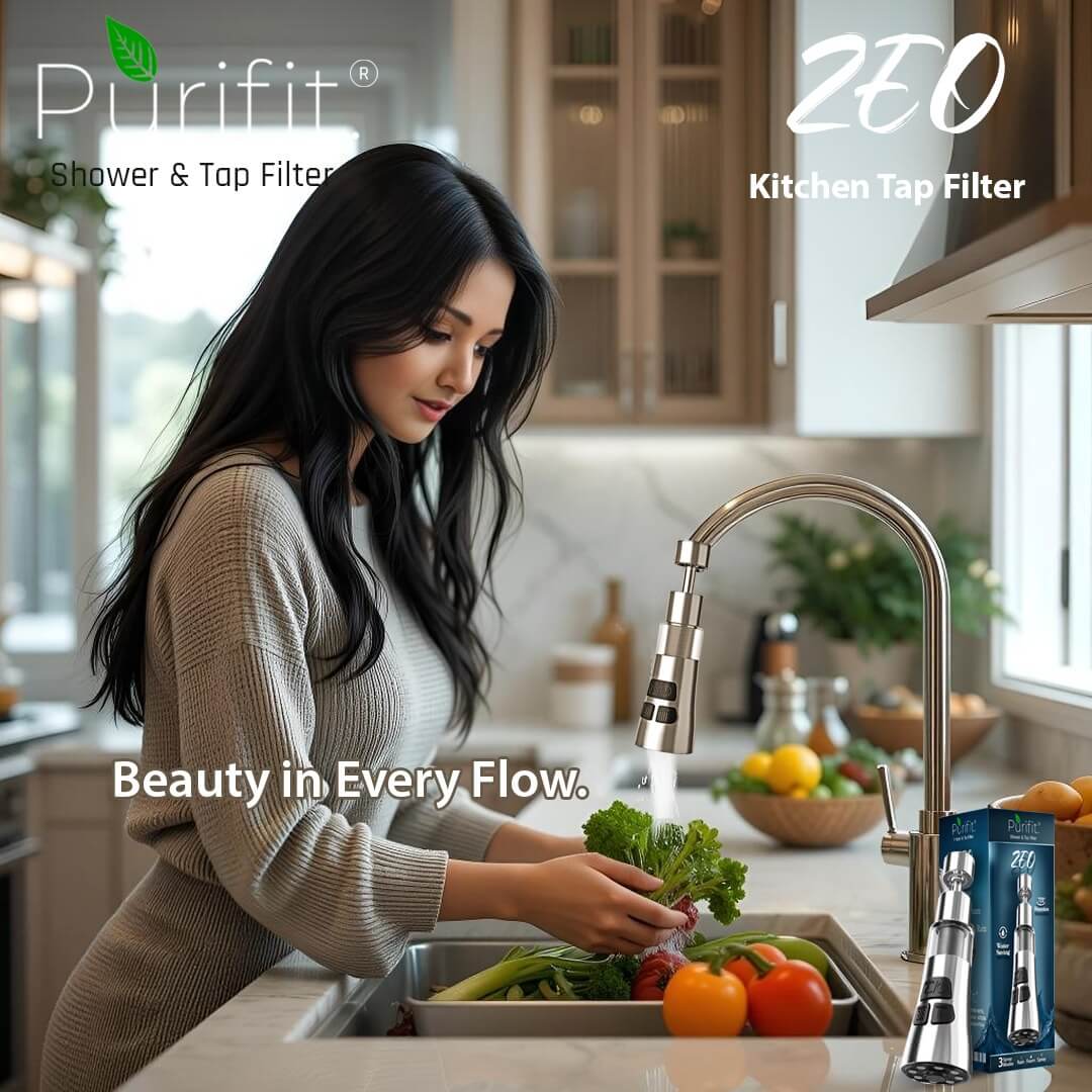 ZEO 3-Mode Kitchen Tap Extender With Filter | 720° Rotating Water Saving Nozzle | Fits 18–24mm Taps | Filters Impurities - Purifit