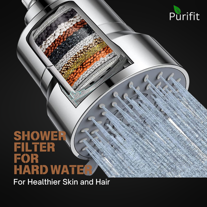 Purifit Mutli Spray Shower Head Filter for Hardwater | Chlorine Removal | Hair Falll | Lime Scale | 3 Mode Spray | Silver Finish