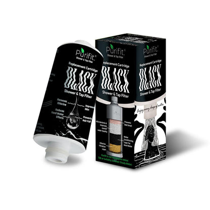 Black Shower Filter Replacement Cartridge 8 Month Life - Purifit