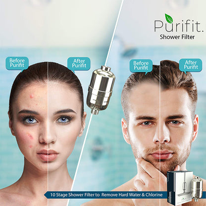 Purifit Shower&Tap Filters For Hard Water|Removes Chlorine|Reduces Hair Fall| Two Cartridges