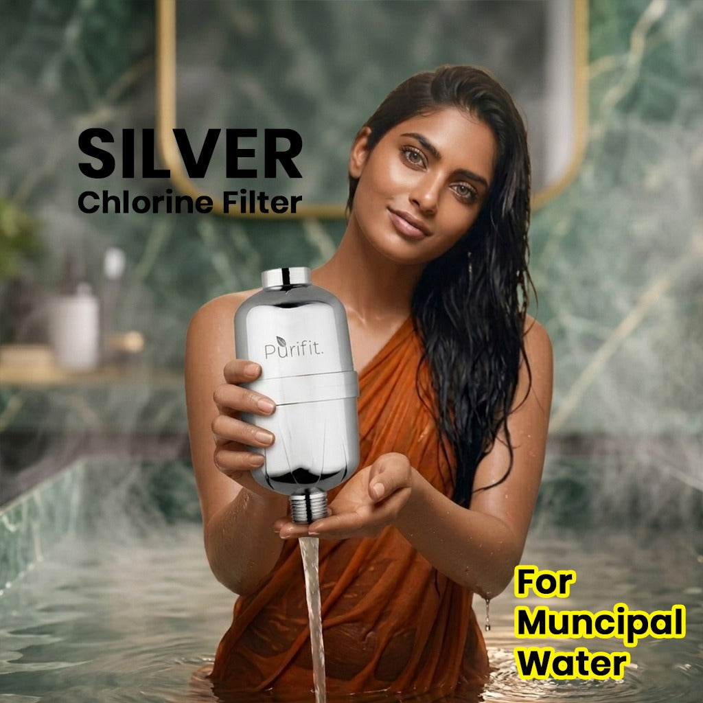 Anti-Chlorine Filter for Shower & Tap - Silver