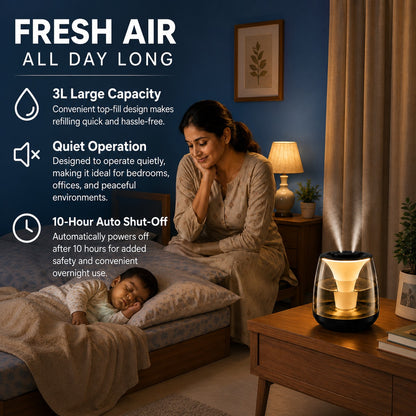 PURIFIT Smart Humidifier 3L – 3 Mist Modes & 7 Ambient Lights
