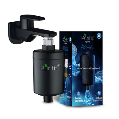 Purifit Premium Black Shower and Tap Filter with Foam Flow- Atom