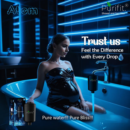 Purifit Premium Black Shower and Tap Filter with Foam Flow- Atom