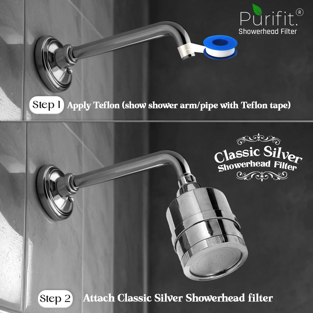 Classic Shower Head Filter for Hard Water & Chlorine Removal | 6 month Cartridge Life