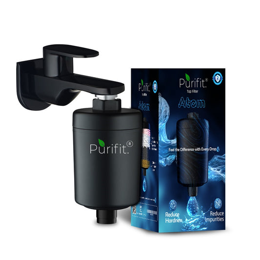 Purifit Premium Black Shower and Tap Filter with Foam Flow- Atom