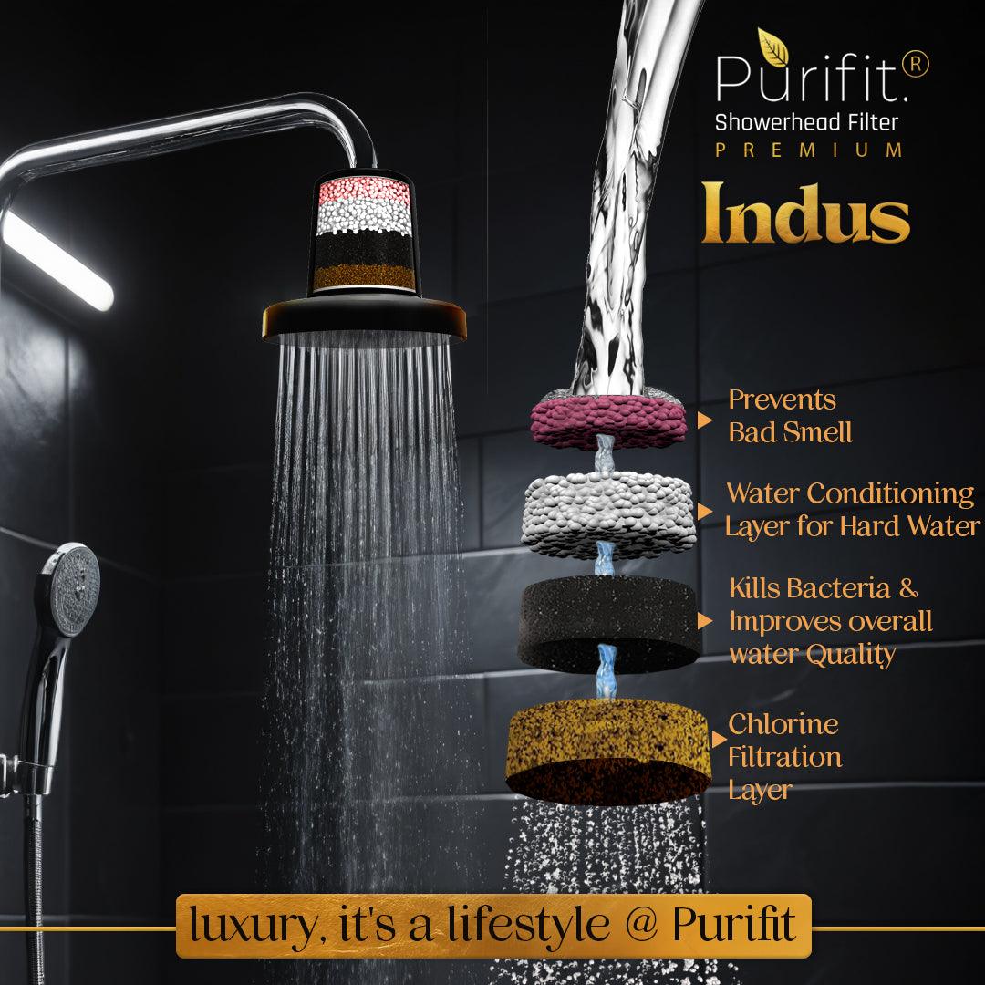 Indus Premium Shower Head Filter For Hard water and Chlorine - Purifit