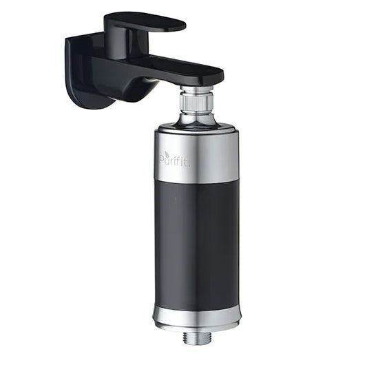 Purifit Black Shower And Tap Filter For Hard Water| 8 Month cartridge Life