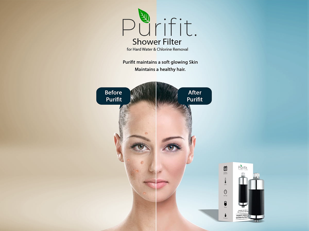 Purifit Black Shower Filter. Before and After Use of Purifit Black Shower Filter